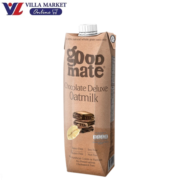 Goodmate Chocolate Oat Milk 1000Ml นมโอ๊ตดีลัก รสช็อกโกแลต ไม่มีส่วนผสมถั่วเหลือง ไม่มีกลูเตน ไม่มีส่วนผสมของนมสัตว์