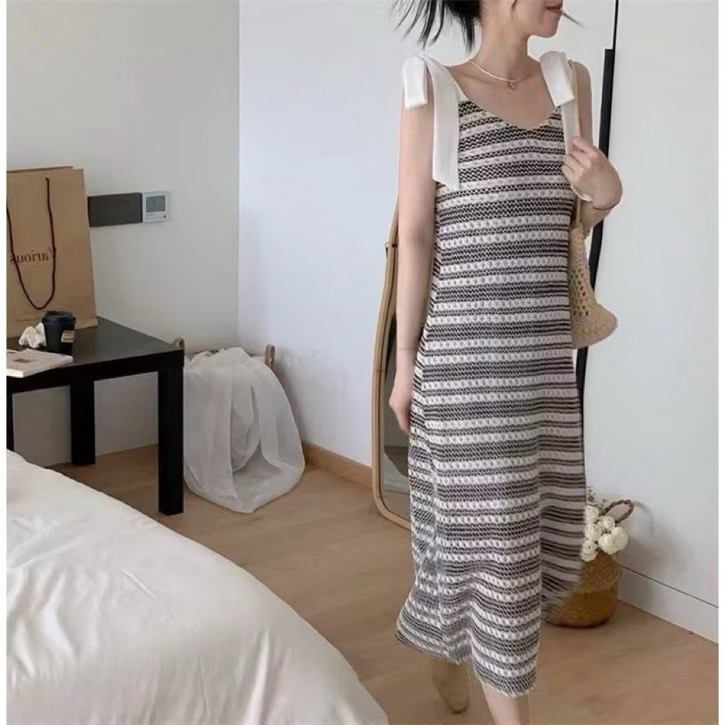 Cara dress ผ้าถักมีซัปในทั้งตัว