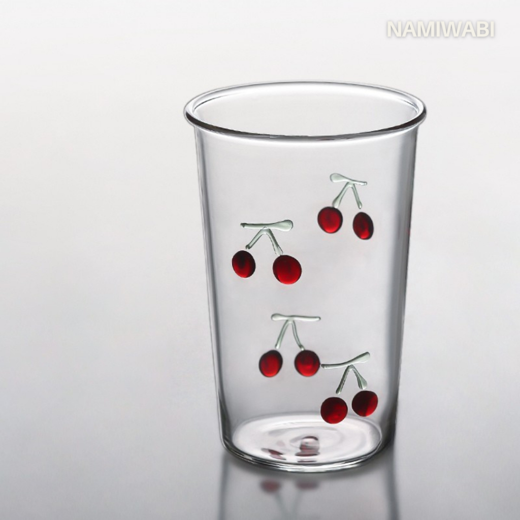 Namiwabi แก้วน้ำเนื้อแก้วแต่งลูกเชอรี่ Cherry Glass