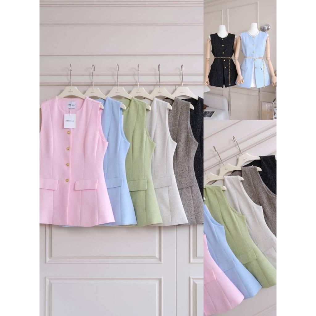 •PRISANA• PSN 41960 เสื้อตัวยาว สาวตัวเล็กใส่เป็นมินิเดรสเริศเลยงานผ้าทวีตเกรดแพง ใส่ไม่คันระคายผิว