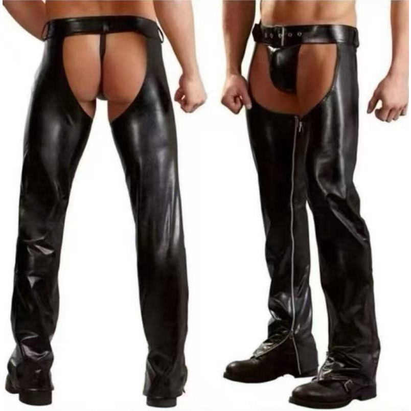【🔥ready stock🔥】สินค้าใหม่ Spot กางเกง Crotch Men กางเกงหนัง PU สำหรับการแสดงบนเวที