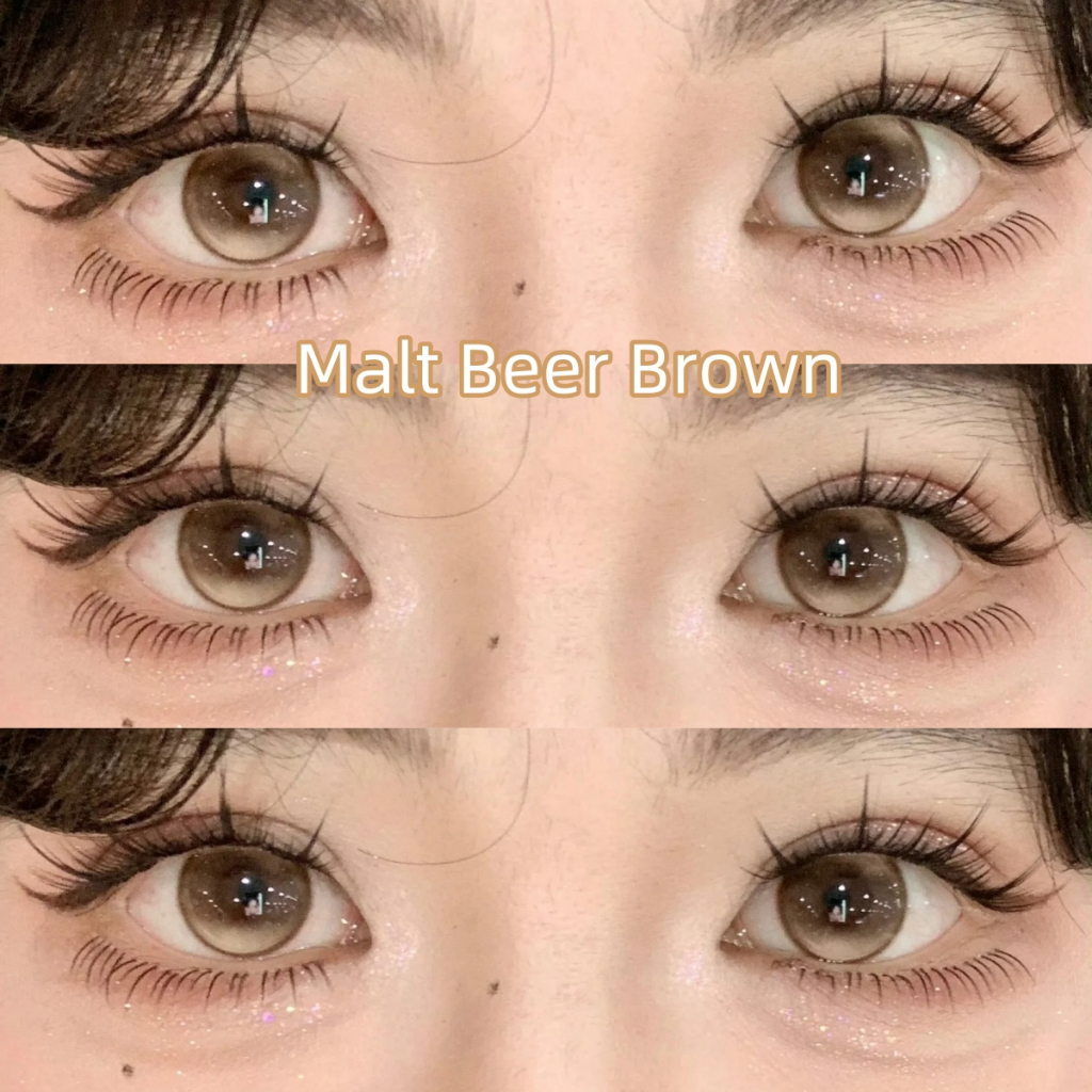 0.00-4.00 Midroo คอนแทคเลนส์ 🤎สีsugar brown บิ๊กอาย Malt Beer Lens-14.5มม รายเดือน เลนส์ค่าสายตาสั้น