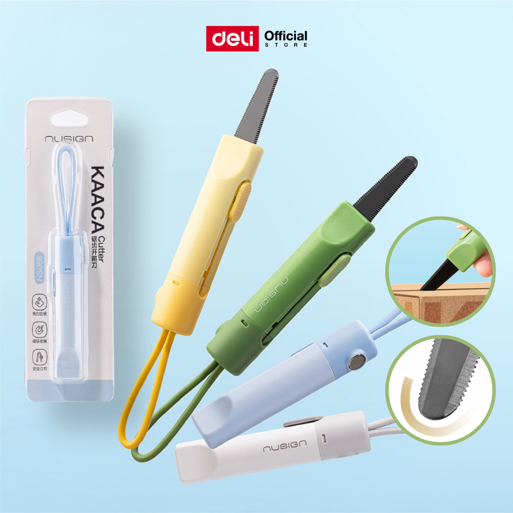 Deli คัตเตอร์พกพาห้อยได้ รุ่น NS066 รูปทรงทันนสมัย น่าใช้งาน มี 4 สี จำหน่าย 1 ชิ้น Cutter