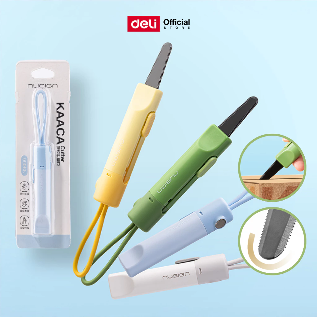 Deli คัตเตอร์พกพาห้อยได้ รุ่น NS066 รูปทรงทันนสมัย น่าใช้งาน มี 4 สี จำหน่าย 1 ชิ้น Cutter