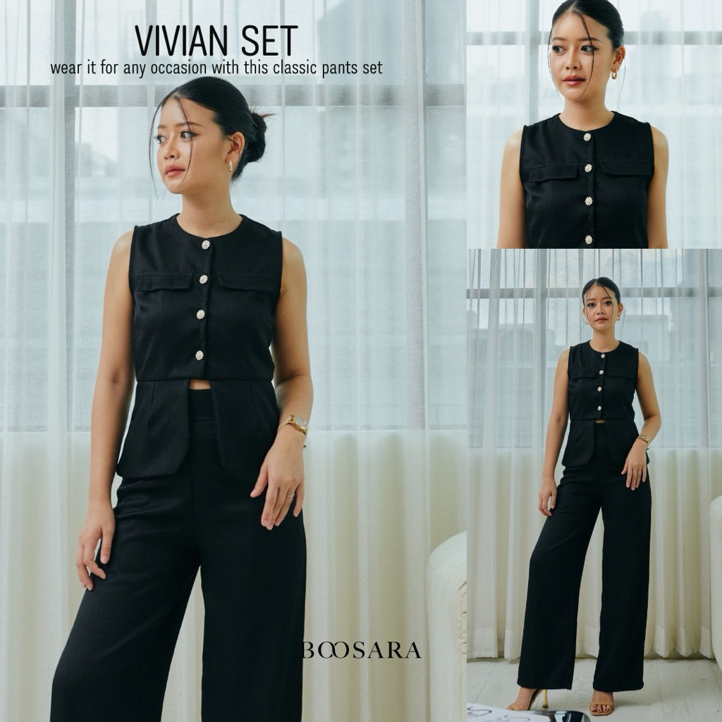Vivian Set 👜✨🩷ชุดเซ็ตเสื้อ+กางเกงขายาว ใส่ไปทำงานหรือไปเที่ยวก็เอาอยู่- BSR C.