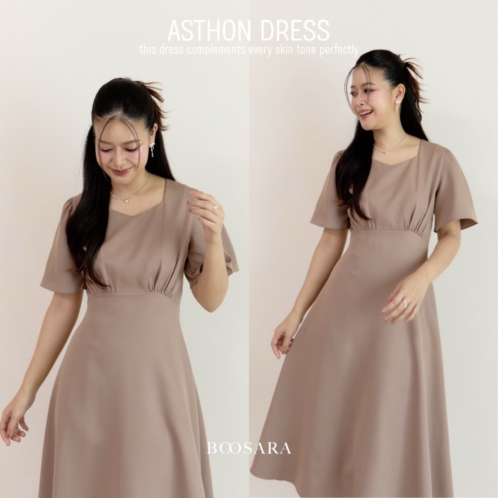BOOSARA : Ashton dress 🍋🪄ชุดเดรสเรียบหรู ใส่ทำงายได้ ใส่ออกงานได้ สามารถใส่ได้ง่ายๆทุกโอกาส
