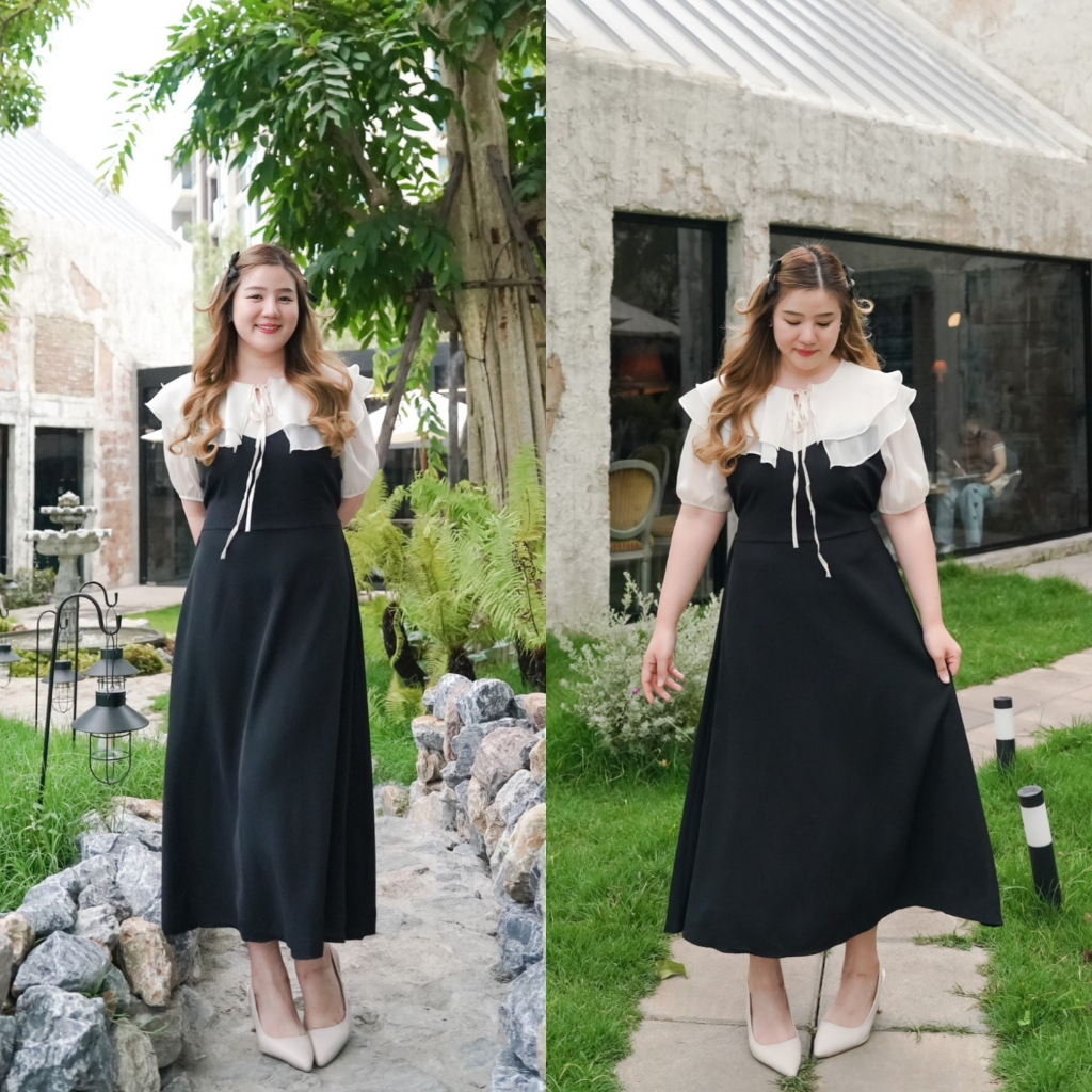 (❤️อกถึง 40") Marie Dress เดรสสาวอวบ ชุดสาวอวบ