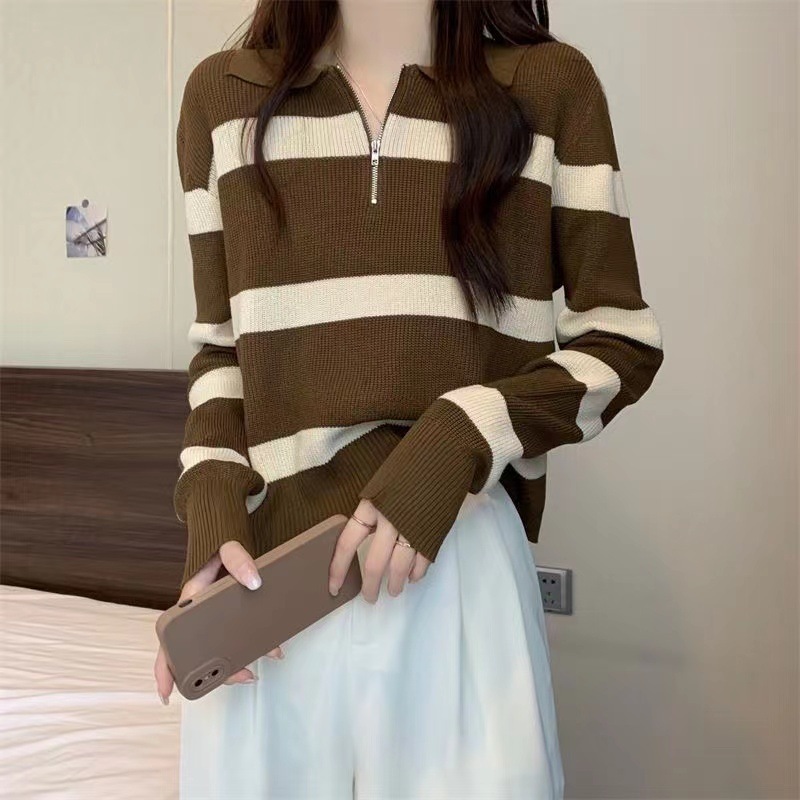 พร้อมส่งในไทย** เสื้อกันหนาวไหมพรมผ้าหนา มีซิปรูดด้านหน้า เสื้อแขนยาวใส่กันหนาว Y267