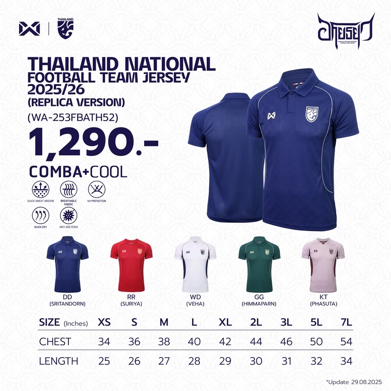 เสื้อฟุตบอลทีมชาติไทย WARRIX 2025/26 Replica WA-253FBATH52 thumbnail 3