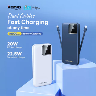 【 New CCC Certified 】Remax Power Bank 10000mAh RPP-652 (N) - พาวเวอร์แบงค์ มีสายในตัว ชาร์จเร็ว QC 22.5W จอ LED