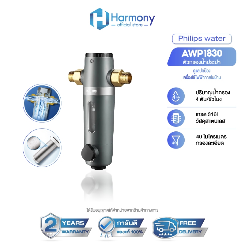 Philips water pre-filter ตัวกรองน้ำประปา  เครื่องกรองน้ำประปา ตัวกรองน้ำก่อนเข้าบ้าน AWP1830