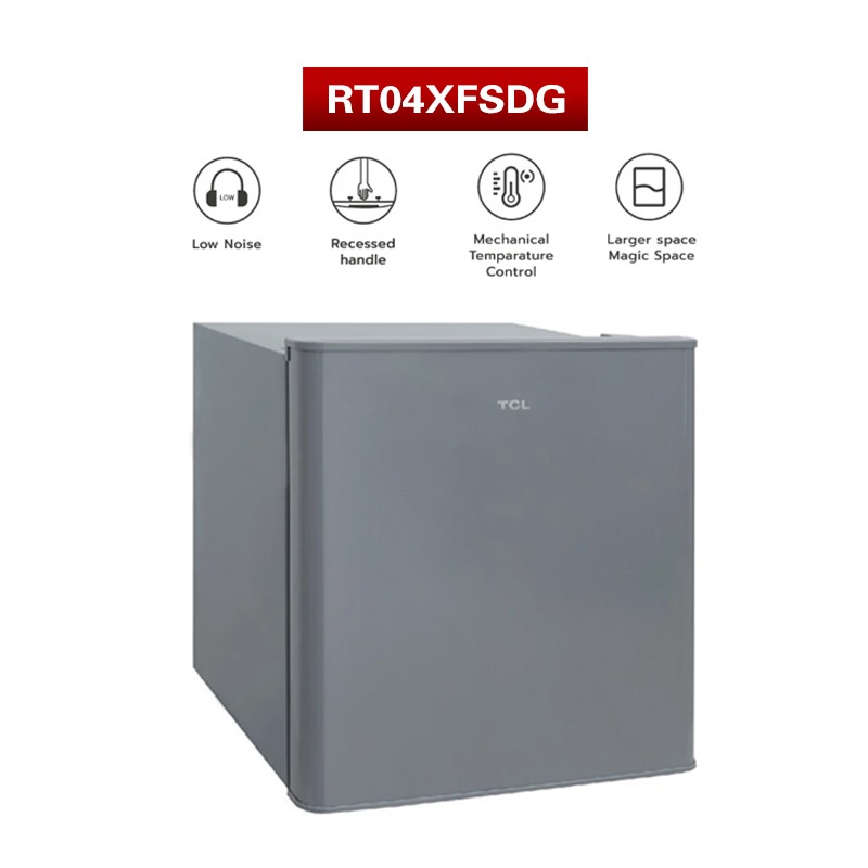 TCL ตู้เย็นมินิบาร์ ขนาด สีเทา ห้องครัว RT04XFSDG จัดส่งฟรี รับประกัน 10 ปี รุ่น เหมาะกับออฟฟิศ 1.6 