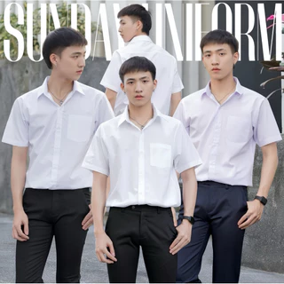 เสื้อนักศึกษาแขนสั้นผู้ชาย ขาวนวล-ขาวสว่าง [ผ้าไมโคร/ผ้าคอมทวิว/ผ้าดิบ] เสื้อนักศึกษาชาย มีถึงอก36-56