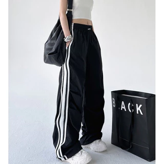 Hotgirl พร้อมส่งจากกทม กางเกงขายาวสีดำ Cargo pant กางเกงคาร์โก้เอวยางยืดอเนกประสงค์สไตล์อเมริกัน
