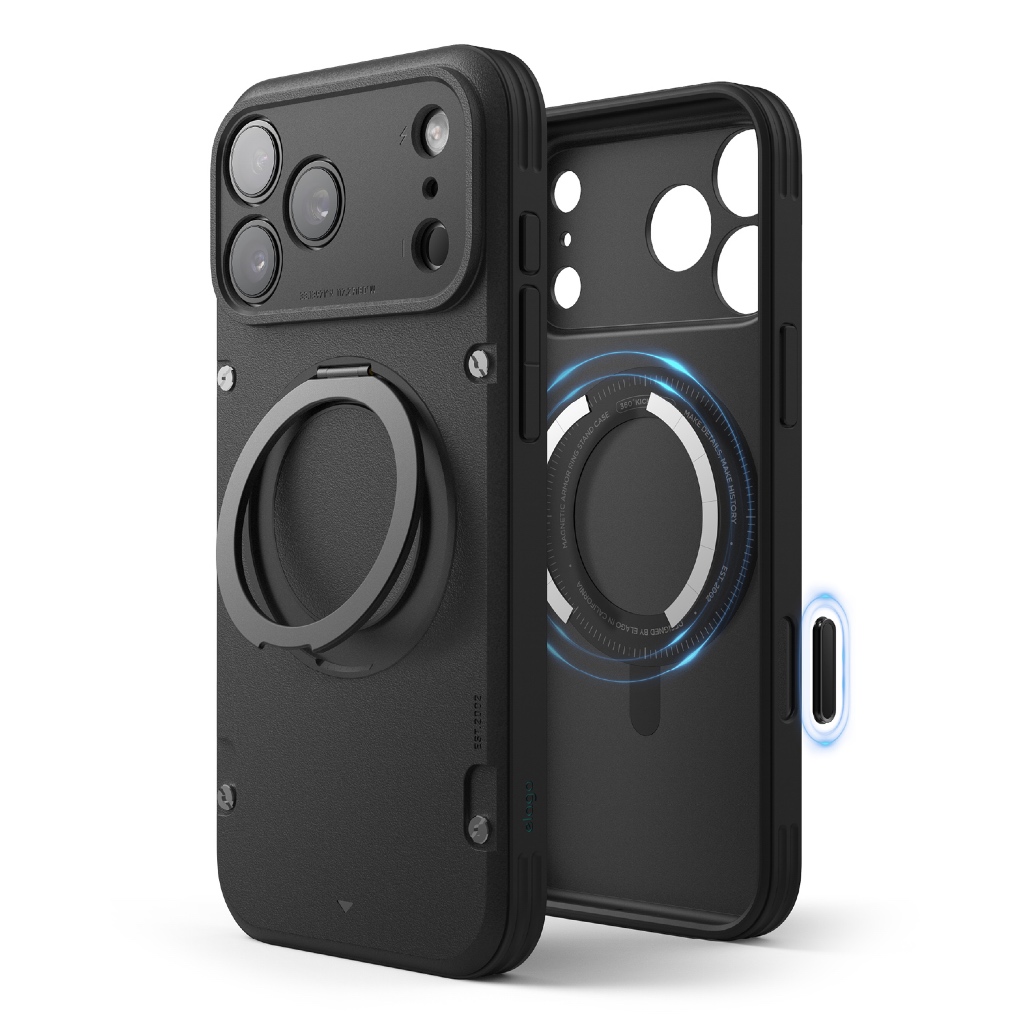 elago iPhone 17 Pro, 17 Pro Max Magnetic Armor Ring Stand Case เคสกันกระแทกพร้อมขาตั้งชาร์จ MagSafe