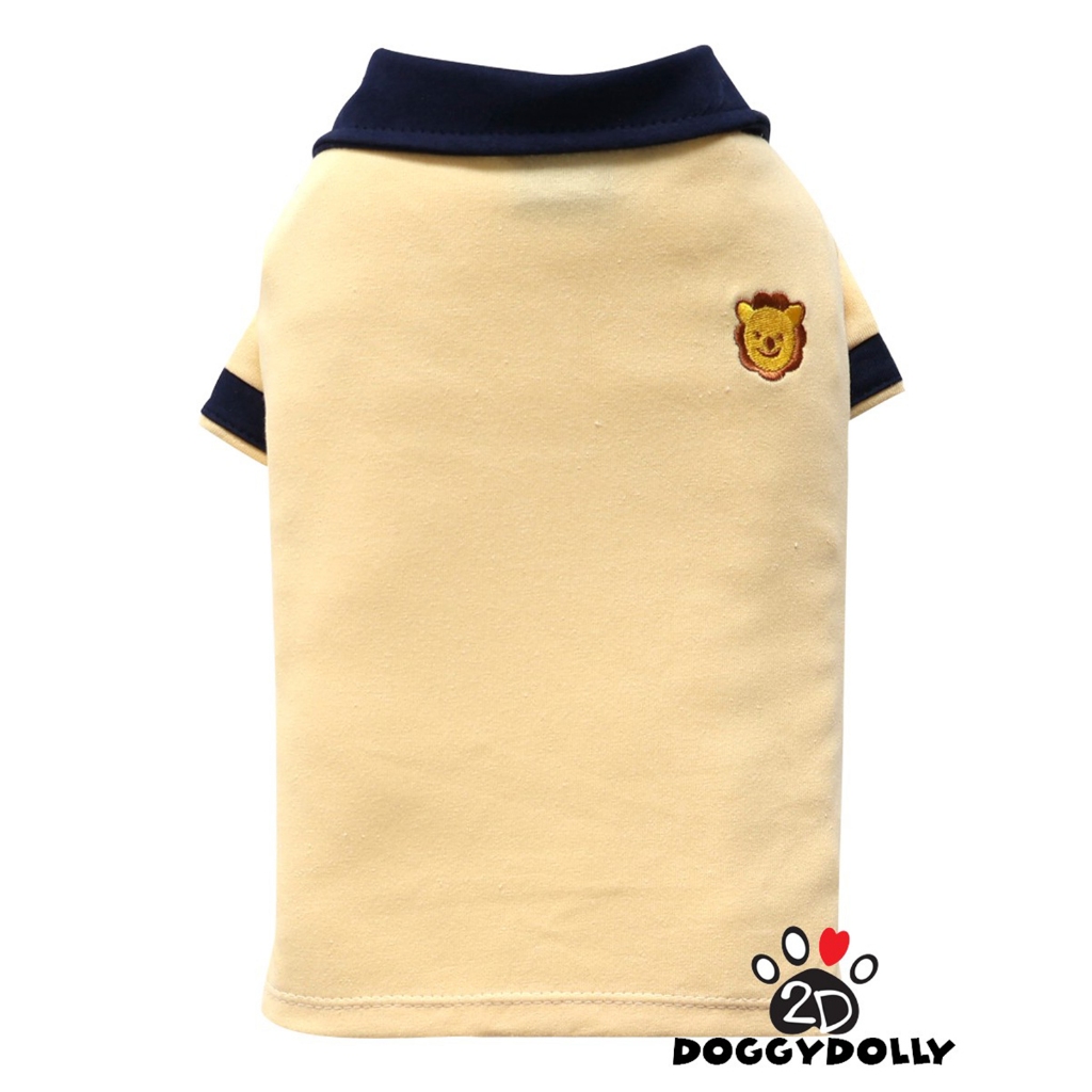 Petcloths -Doggydolly  เสื้อผ้าแฟชั่น  สัตว์เลี้ยง  หมาแมว ผ้ายืด คอปก โปโล สีเหลือง ปักลาย ขนาดไซส์ 1-9โล T954