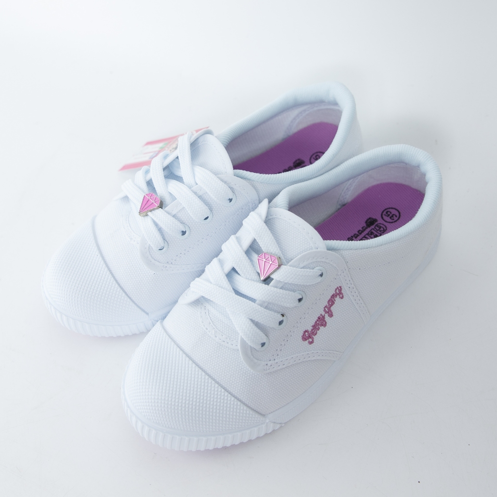 [ฟรีถุุงเท้าข้อสั้น] รองเท้าผ้าใบนักเรียนรองเท้าพละ Gerry Gang (PK888) พื้นม่วงสุดน่ารักเด็กหญิง