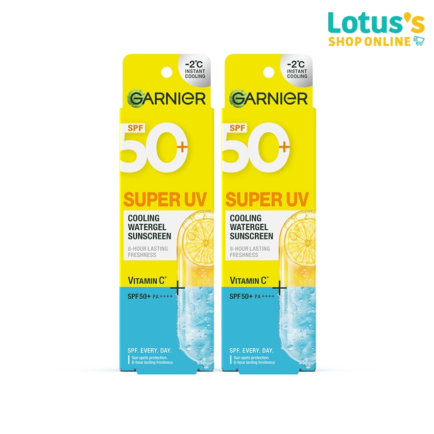 การ์นิเย่ ซูเปอร์ ยูวี คูลลิ่ง วอเตอร์เจล ซันสกรีน SPF50+ PA++++ 30 มล.X2 GARNIER SUPER UV COOLING WATERGEL 30 MLX2