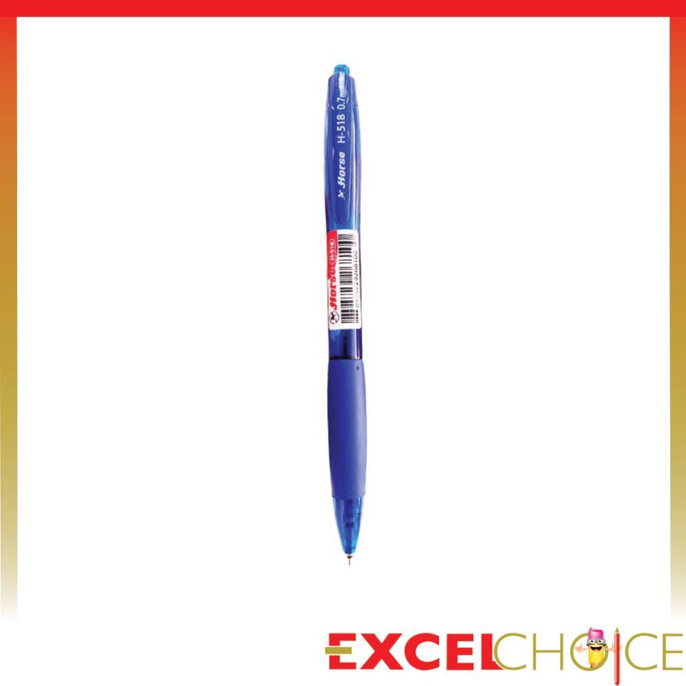 ตราม้า ปากกาลูกลื่น 0.7mm H-518 หมึกสี น้ำเงิน