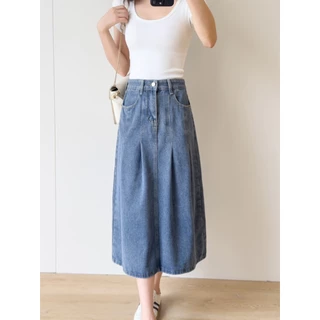 กระโปรงยีนส์ยาวแต่งจิ๊บS-8XL เอวสูงเก็บพุง สาวพลัสไซส์ใส่สวย นื้อผ้ายีนส์ไม่ยืด
