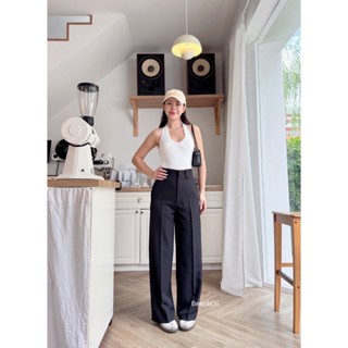 L0044 Beer&Oil กางเกงขายาวเอวสูงหูใหญ่ รุ่นA20 แต่งหูเข็มขัด…