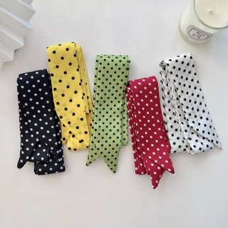 🎀〰︎ꕤ พร้อมส่ง ผ้าพันคอ Polka dot scarf (ลายจุด) 🧣 (ยาว130CM.) ผูกผม/ผูกเอว/ผูกกระเป๋า/พันคอ (กทม.มี ส่งด่วน)