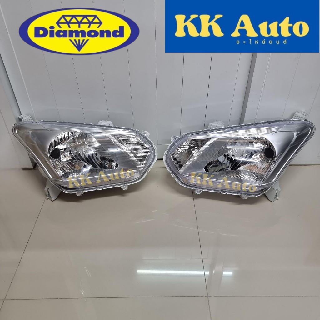 ไฟหน้า อีซูซุ ดีแม็ก ALL NEW ISUZU DMAX 1.9 ปี 2016 - 2019 รุ่นไฟหน้าธรรมดา หลอดฮาโลเจน H4 ตราเพชร