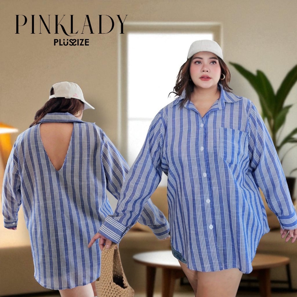 *ส่งด่วน-ส่งทุกวัน*เสื้อเชิ้ตทูโทน แขนยาว วีหลัง 40"-62"