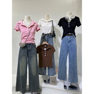 เสื้อโปโลผู้หญิง It's me basic เสื้อยืด ผ้าcotton สวย เก๋