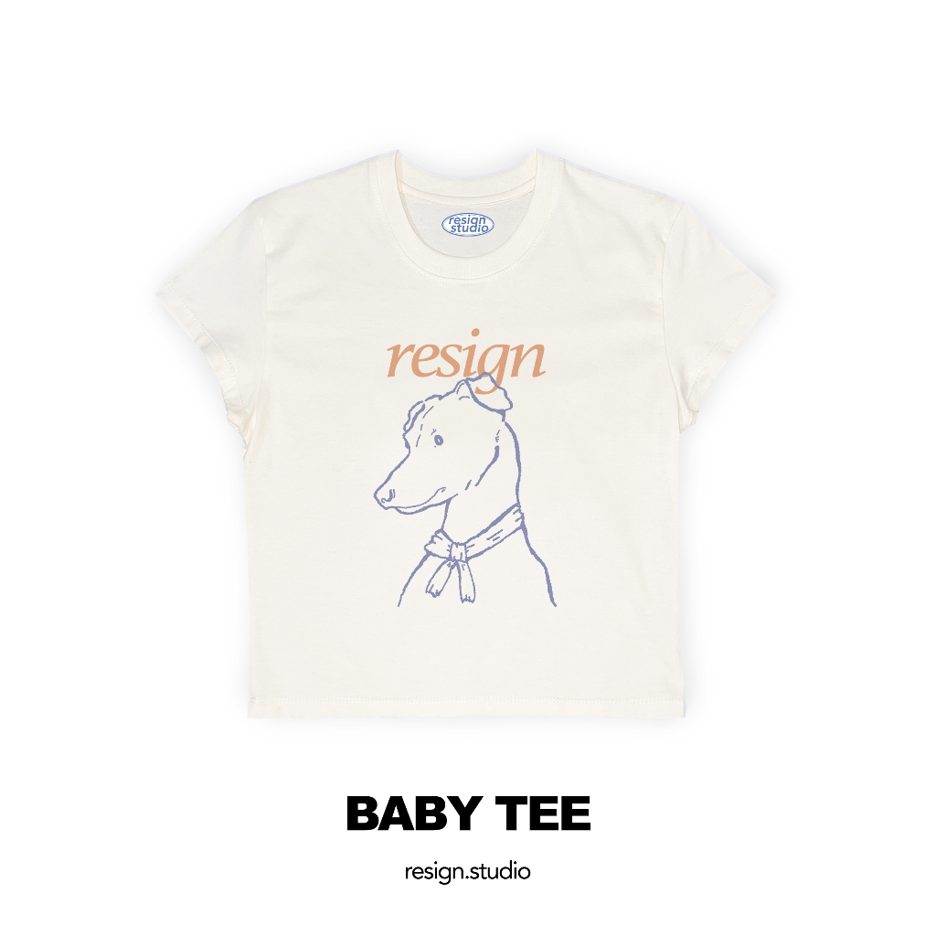 resign.studio - Baby tee ลาย Resign dog