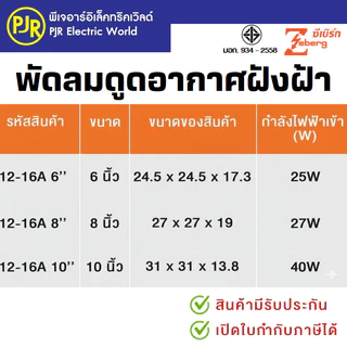 PJR *มีขายส่ง* พัดลมดูดอากาศขึ้นฝ้า (ท่ออากาศออกข้าง) ฝังฝ้า 6 นิ้ว , 8 นิ้ว และ 10 นิ้ว ยี่ห้อ Zeberg