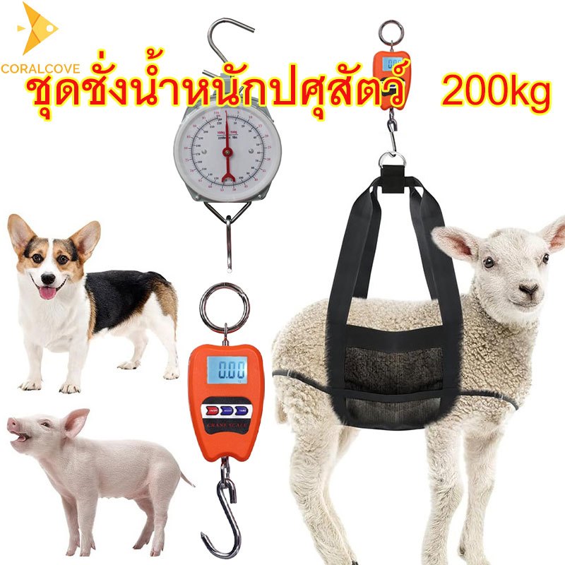 ชุดชั่งน้ำหนักสัตว์ 200kg อุปกรณ์ชั่งวัว แกะ หมู เครื่องชั่งดิจิตอลแบบแขวน เครื่องชั่งกลแบบพกพา ตาข่ายชั่งสัตว์