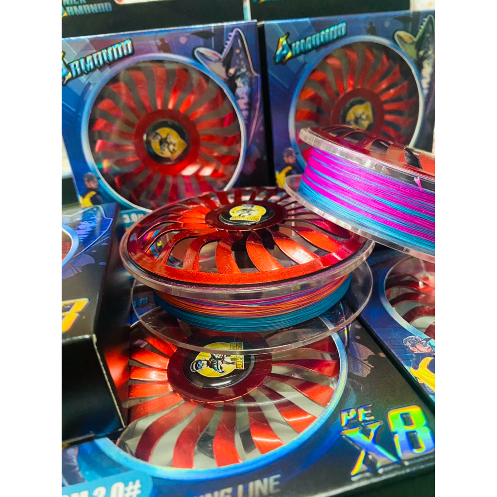 มาแล้ว มีทุกขนาด  PE อาร์มานโด้ ถัก8  ยาว150บาท สีรุ้ง บอกระยะชัดเจน  PE2  PE3   นิคอาร์มานโด้