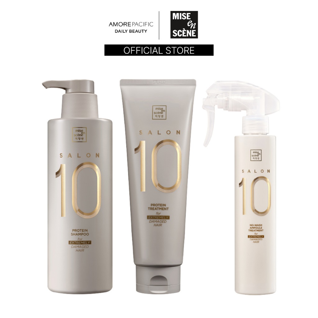 mise en scène FULL SET SALON 10 PROTEIN SHAMPOO + TREATMENT + NO-WASH AMPOULE TREATMENT