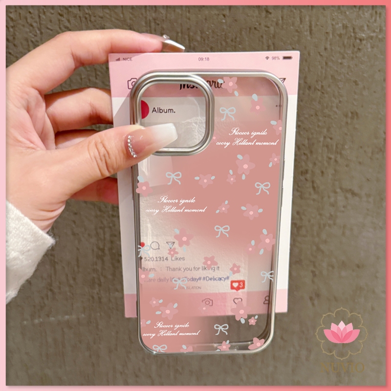 ดอกไม้หวานแฟชั่นเข้ากันได้เคสไอโฟน 16 13 XR 11 15 14 12 Pro Max 7 15 14 8 Plus XS X Max SE ผีเสื้อน่ารัโบว์กกรอบชุบเคส – โปรปัง