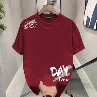 Basi💥เสื้อยืด oversize unisex สตรีทแฟชั่น โคตรนุ่ม เสื้อ cotton 100% ไม่หดตัวลาย เสื้อไม่ยับ ลาย "DAY ONE"