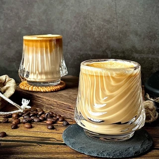 แก้วน้ำ แก้วใส่กาแฟ ลาเต้อาร์ต สีใส ใส่ได้ทั้งร้อนและเย็น แก้วทรงเตี้ย ใส่เครื่องดื่ม สไตล์คาเฟ่