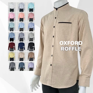 🔥พร้อมส่ง🔥(4)เสื้อคอจีน กุ๊นคอ ผ้าอ๊อกฟอร์ด เข้ารูป แขนยาว