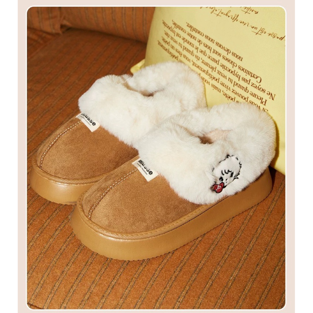 Gukoo slippers Mikko co-branded แท้ 100% จากแบรนด์ Gukoo แบบขนฟู หุ้มส้น น่ารักล้าน%