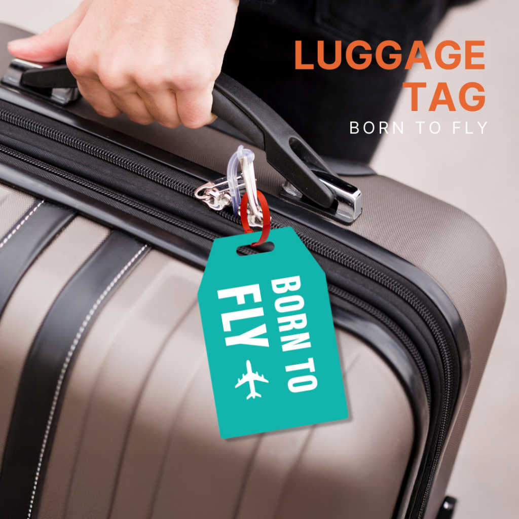 Happylife Luggage Tag ป้ายติดกระเป๋าเดินทาง BORN TO FLY อะคริลิค กันน้ำ แข็งแรง ดีไซน์สวย