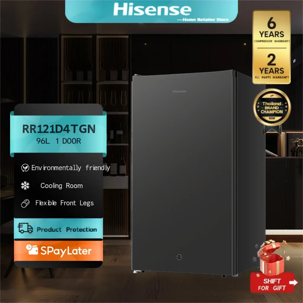 Hisense&zinney ER92B ตู้เย็น 1 ประตู(ตู้เย็น) ความจุ 96 ลิตร รุ่น RR121D4TGN-สีเงิน/สีดำ