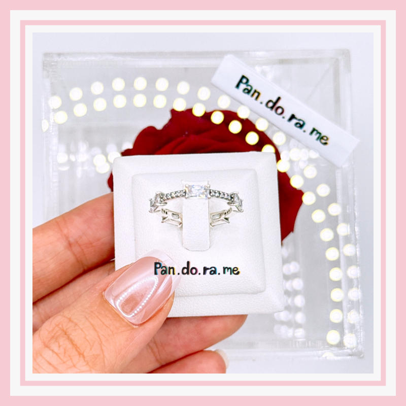 [พร้อมส่ง สินค้าแท้ ] แหวนแพน.โด.ร่า Rectangular Bars Sparkling Pavé Ring