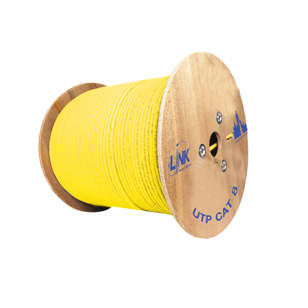 LINK CAT8 S/FTP (Braid & Foil SHIELDED ) 22 AWG CABLE, LSZH Yellow 305 M. /Roll* US-9488LSZH