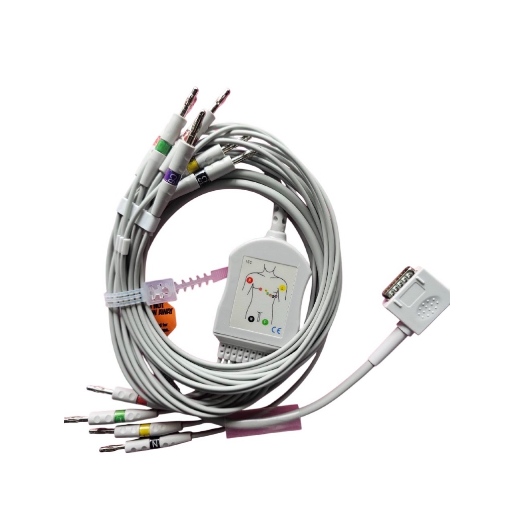 040 - สาย ECG/EKG cable Onepiece Kenz 10lead banana jack IEC Compatible