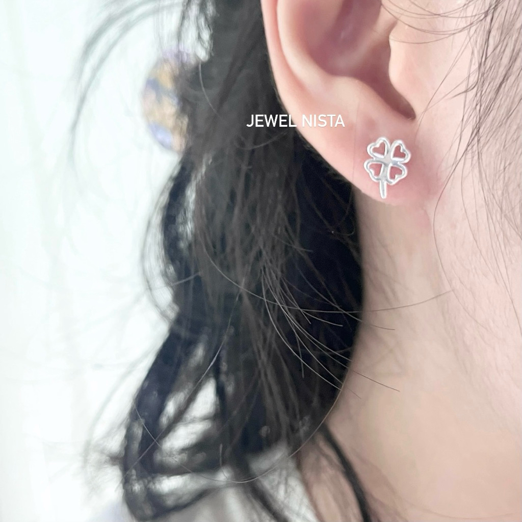 lucky clover earrings S925 ต่างหูใบโคลเวอร์ เงินแท้