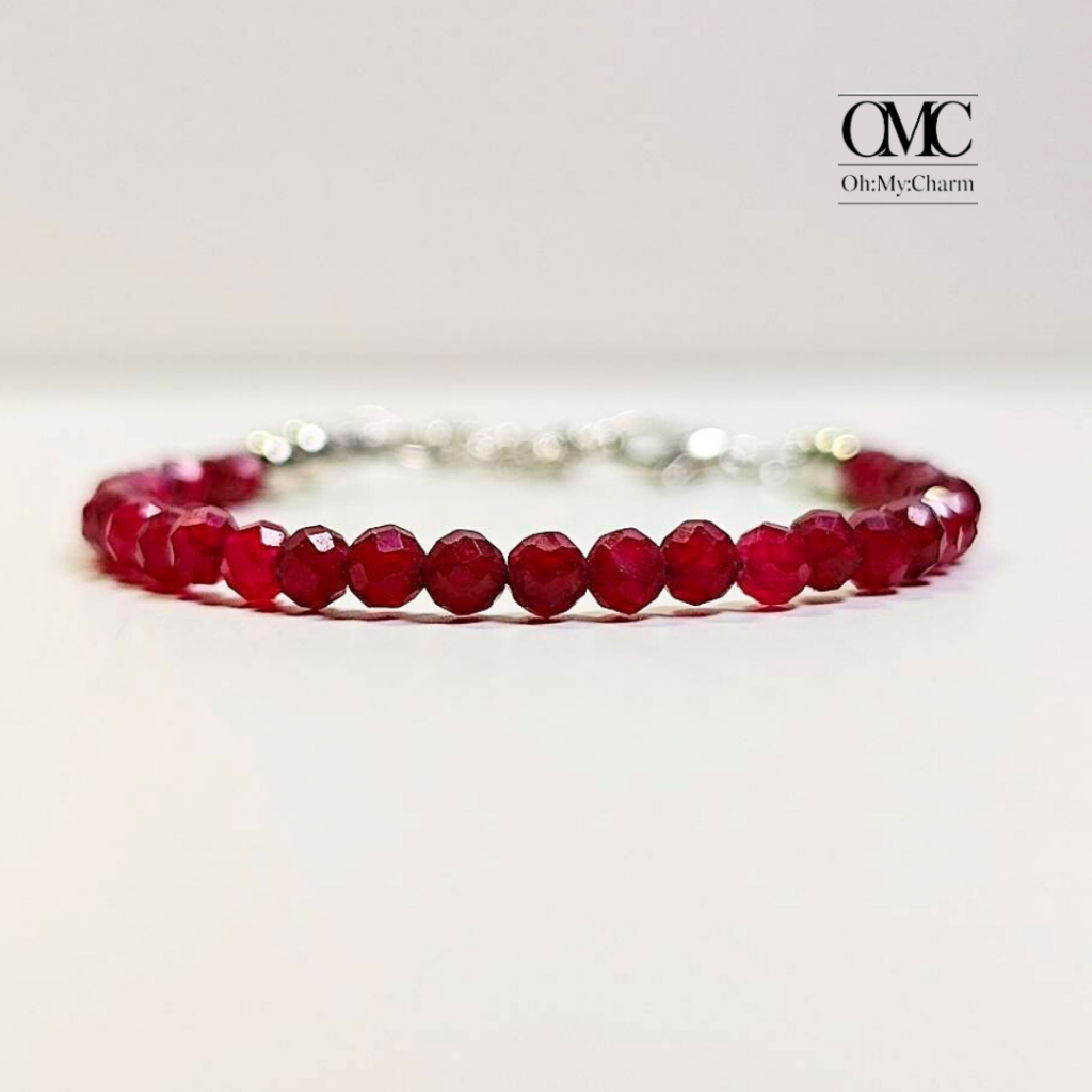 สร้อยข้อมือหินแท้ "Garnet" | โกเมนหินแห่งความรักและความหลงใหล | หินขนาด 3 mm.