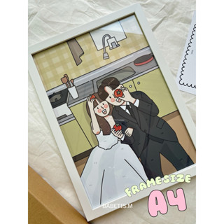 กรอบรูปพร้อมวาดรูป รูปวาดมินิมอล ของขวัญ กรอบขนาด A4❗️