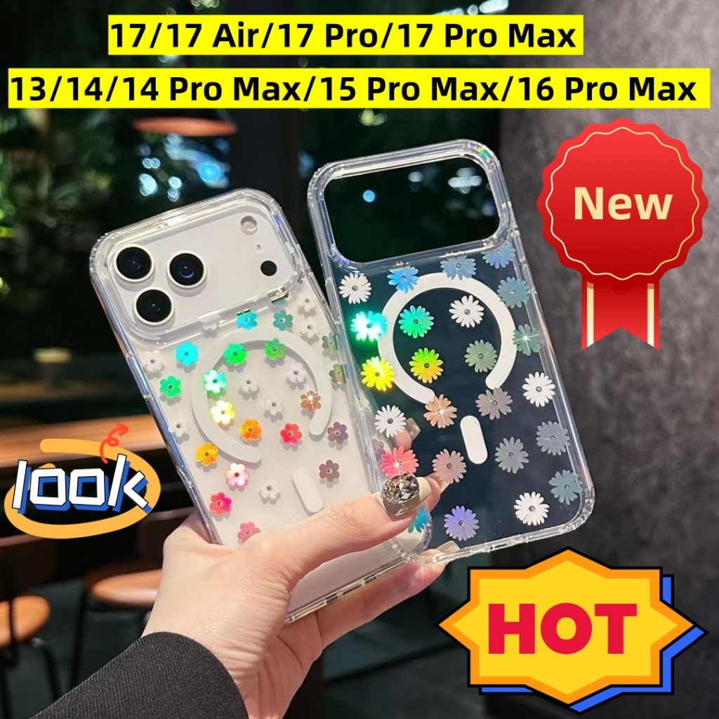 เคสโทรศัพท์มือถือ แม่เหล็ก ลายดอกไม้ สำหรับรุ่น 2025 Ip17/17Air/17 Pro/17 Pro Max/15 Pro Max/16Pro M