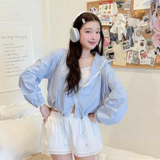 (พร้อมส่ง)RIKA น้องYoko เสื้อฮู้ดกัน UV แต่งลูกไม้