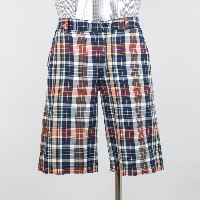 32 - RALPH LAUREN Red-Navy Madras Cotton Shorts